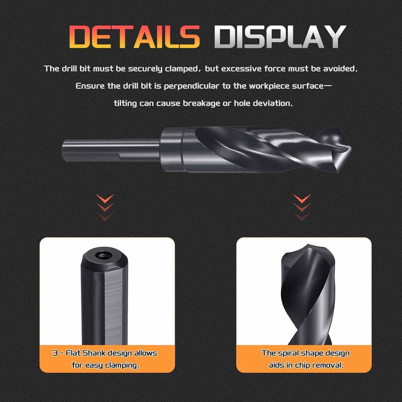CoCud Drill Bit, 24.5mm Cutting Diameter, 1/2" Reduced Shank 3-Flat 4341 HSS Nitriding Black 118° Cutting Angle Bits - (Applications: for Plastic Wood) - Image 3